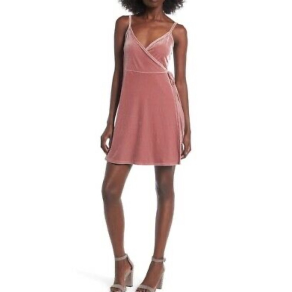 BP blush pink velvet wrap dress in size XXS